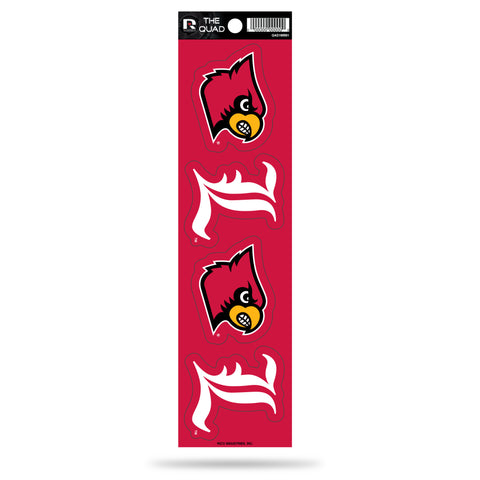 Louisville Cardinals Set of 4 Decals Stickers The Quad by Rico 2x2 Inches Yeti