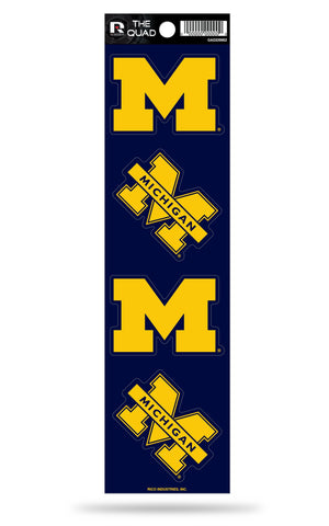 Michigan Wolverines Set of 4 Decals Stickers The Quad by Rico 2x2 Inches