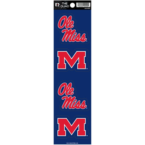 Ole Miss Rebels Set of 4 Decals Stickers The Quad by Rico 2x2 Inches