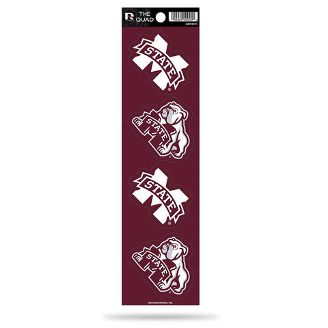 Mississippi State Bulldogs Set of 4 Decals Stickers The Quad by Rico 2x2 Inches