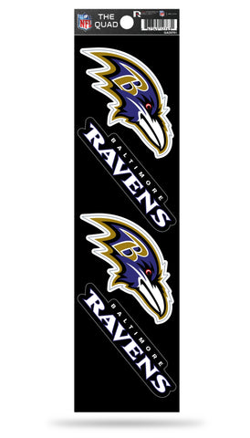 Baltimore Ravens Set of 4 Decals Stickers The Quad by Rico 2x2 Inches