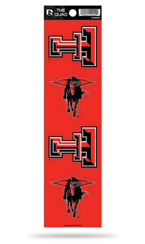 Texas Tech Red Raiders Set of 4 Decals Stickers The Quad by Rico 2x2 Inches