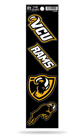 VCU Rams Set of 4 Decals Stickers The Quad by Rico 2x2 Inches Viriginia Commonwealth