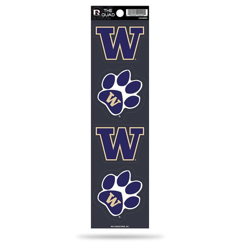 Washington Huskies Set of 4 Decals Stickers The Quad by Rico 2x2 Inches