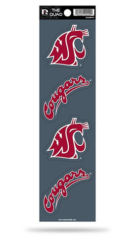Washington State Cougars Set of 4 Decals Stickers The Quad by Rico 2x2 Inches Cougs