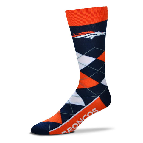 Denver Broncos Argyle Socks Crew Length One Size Fits Most NEW!
