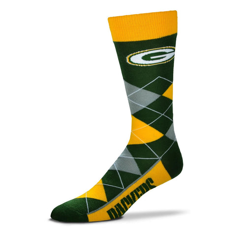 Green Bay Packers Argyle Socks Crew Length One Size Fits Most NEW!