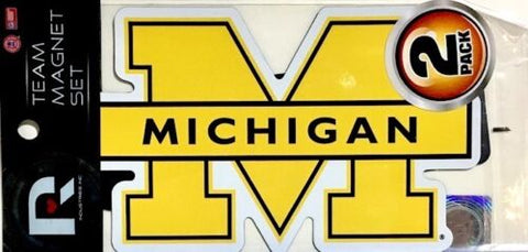 Michigan Wolverines Magnet Set 2 piece Logo Wordmark NEW NCAA Free Shipping!