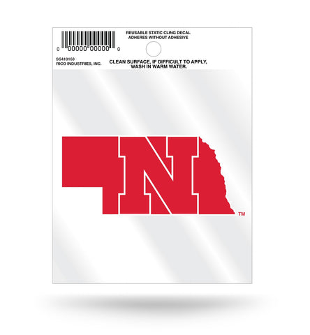 Nebraska Huskers State Outline Static Cling Decal Free Shipping!