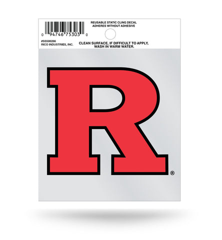 Rutgers Scarlet Knights "R" Logo Static Cling Sticker NEW!! Window or Car! NCAA