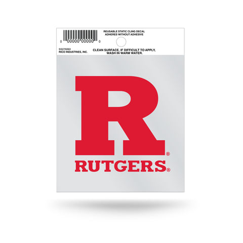 Rutgers Scarlet Knights "R" with Wordmark Logo Static Cling Sticker NEW!! Window or Car! NCAA