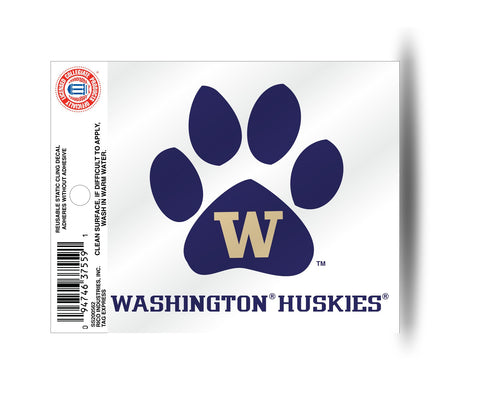 Washington Huskies  Paw Logo Static Cling Sticker NEW!! Window or Car! NCAA