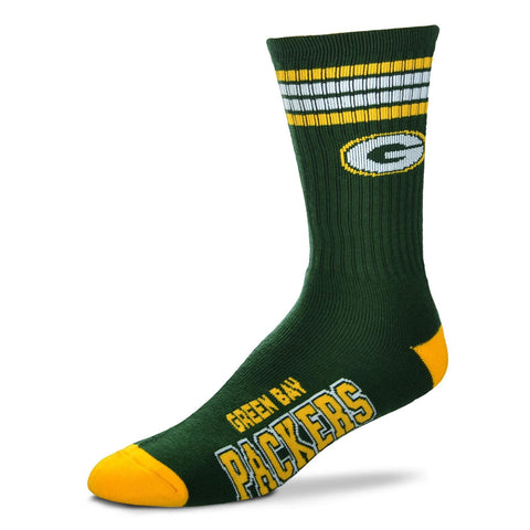 Green Bay Packers Socks Crew Length Stripes Size Large Fits Most NEW!
