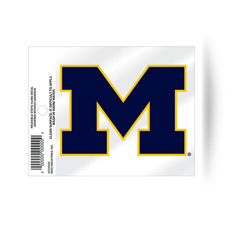 Michigan Wolverines Blue Block M Static Cling Sticker NEW!! Window or Car! NCAA