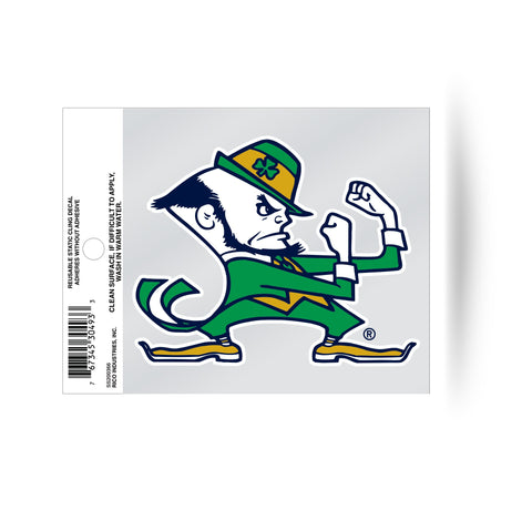 Notre Dame Fightin Irish Leprechaun Logo Static Cling Sticker NEW!! Window or Car!