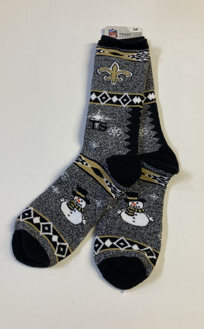 New Orleans Saints Christmas Socks Crew Length Marbled Size Large NEW!
