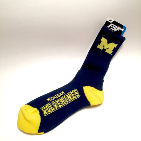 Michigan Wolverines Socks Crew Length Size Large NEW!