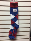 New York Giants Argyle Socks Crew Length One Size Fits Most NEW!