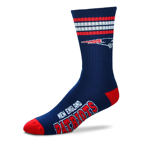 New England Patriots Socks Crew Length Stripes Size Large Fits Most NEW!