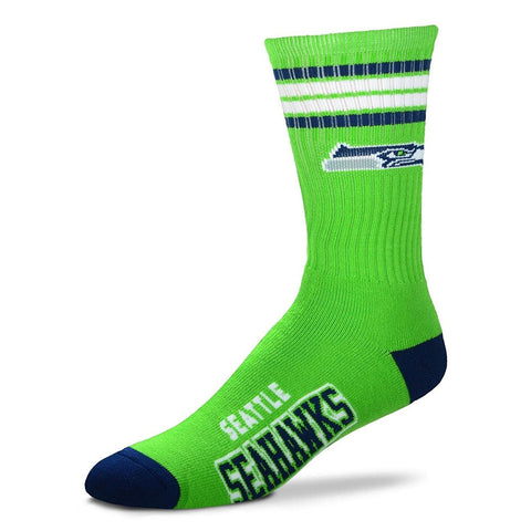 Seattle Seahawks Socks Crew Length Stripes Size Large Fits Most NEW!