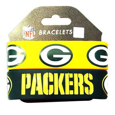 Green Bay Packers NFL Silicone Rubber Football Bracelets 2 pack