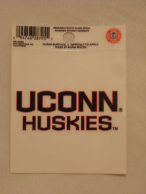 UCONN Connecticut Huskies Static Cling Sticker NEW!! Window or Car! NCAA