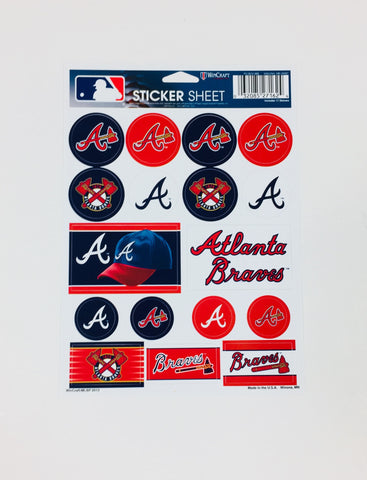 Atlanta Braves Vinyl Sticker Sheet 17 Decals 5x7 Inches – Hub City Sports