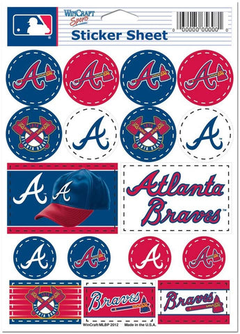 Atlanta Braves Vinyl Sticker Sheet 17 Decals 5x7 Inches