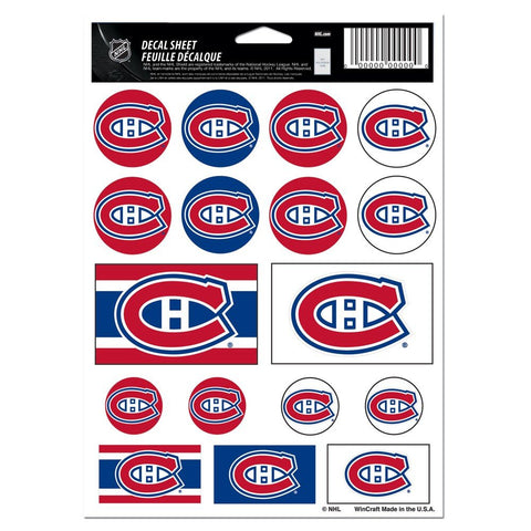 Montreal Canadiens Vinyl Sticker Sheet 17 Decals 5x7 Inches