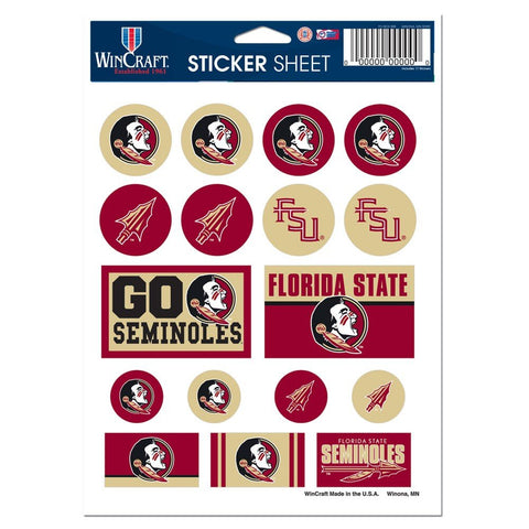 Florida State Seminoles Vinyl Sticker Sheet 17 Decals 5x7 Inches