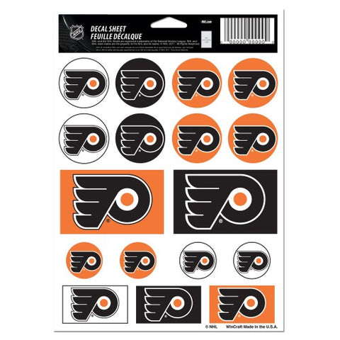 Philadelphia Flyers Vinyl Sticker Sheet 17 Decals 5x7 Inches