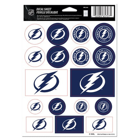 Tampa Bay Lightning Vinyl Sticker Sheet 17 Decals 5x7 Inches