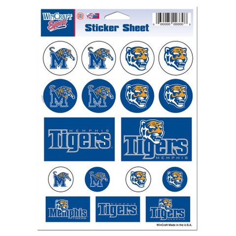 Memphis Tigers Vinyl Sticker Sheet 17 Decals 5x7 Inches