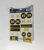 Michigan Wolverines Vinyl Sticker Sheet 17 Decals 5x7 Inches