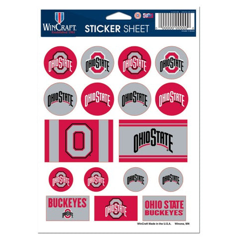 Ohio State Buckeyes Vinyl Sticker Sheet 17 Decals 5x7 Inches