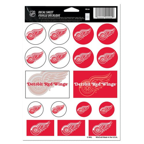 Detroit Red Wings Vinyl Sticker Sheet 17 Decals 5x7 Inches