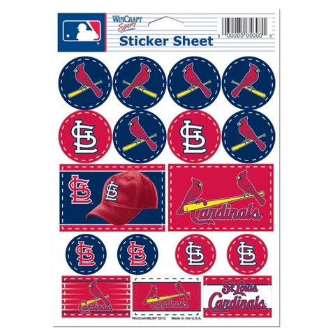 St. Louis Cardinals Vinyl Sticker Sheet 17 Decals 5x7 Inches