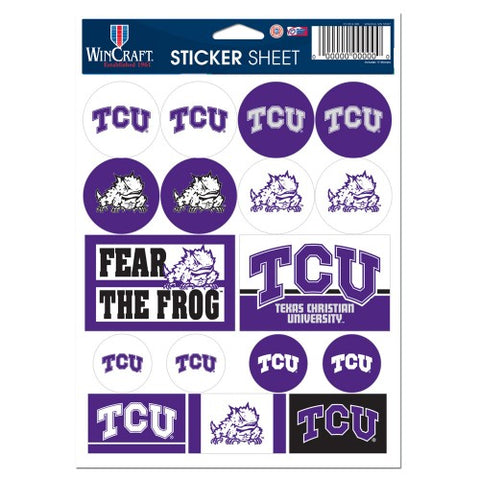 TCU Horned Frogs Vinyl Sticker Sheet 17 Decals 5x7 Inches