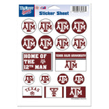 Texas A&M Aggies Vinyl Sticker Sheet 17 Decals 5x7 Inches