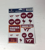 Virginia Tech Hokies Vinyl Sticker Sheet 17 Decals 5x7 Inches