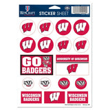 Wisconsin Badgers Vinyl Sticker Sheet 17 Decals 5x7 Inches