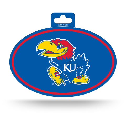Kansas Jayhawks Oval Decal Full Color Sticker NEW!! 3 x 5 Inches Free Shipping